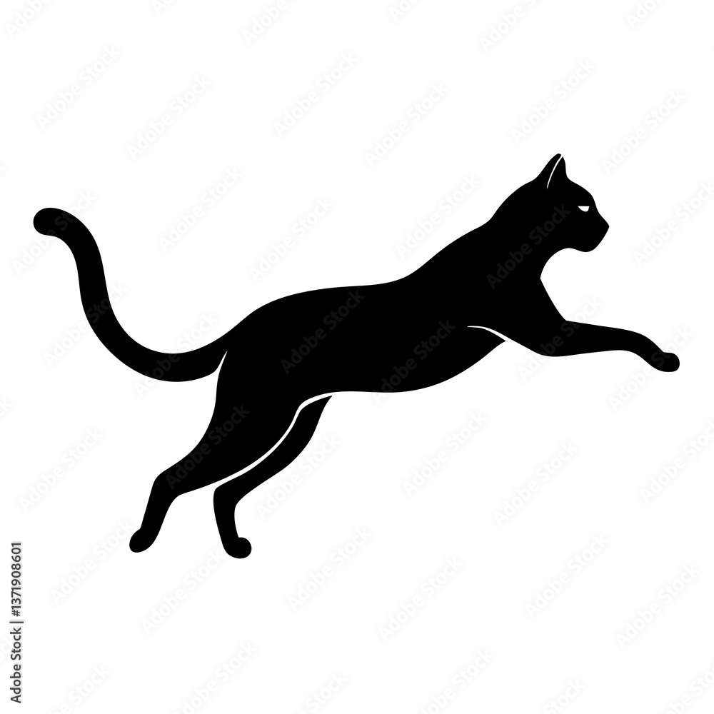 Silhouettes of a running dog and cat in a simple black illustration Silhouettes of a running dog and cat in a simple black illustration