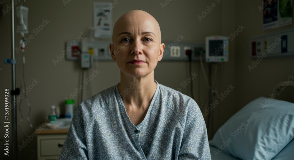 Obraz premium Woman in hospital bed, serious expression