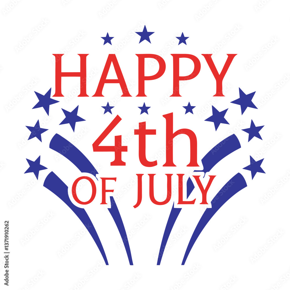 4th of July Typography Vector | Minimalist Text and Letter Design for Independence Day 4th of July Typography Vector | Minimalist Text and Letter Design for Independence Day