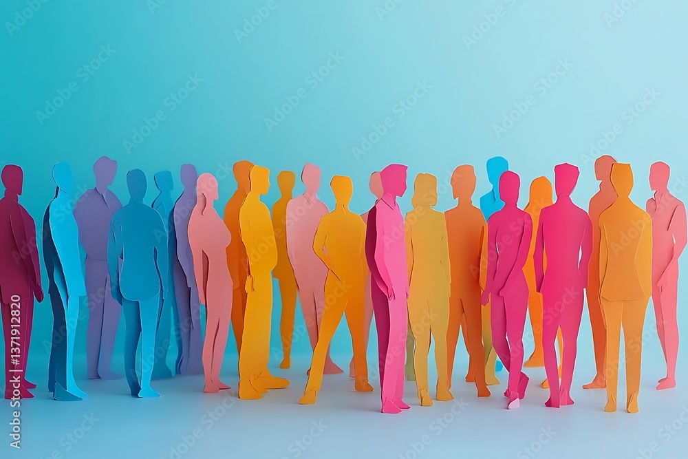 Obraz premium Colorful Paper People Gathering1