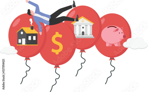 Businessman with air balloon