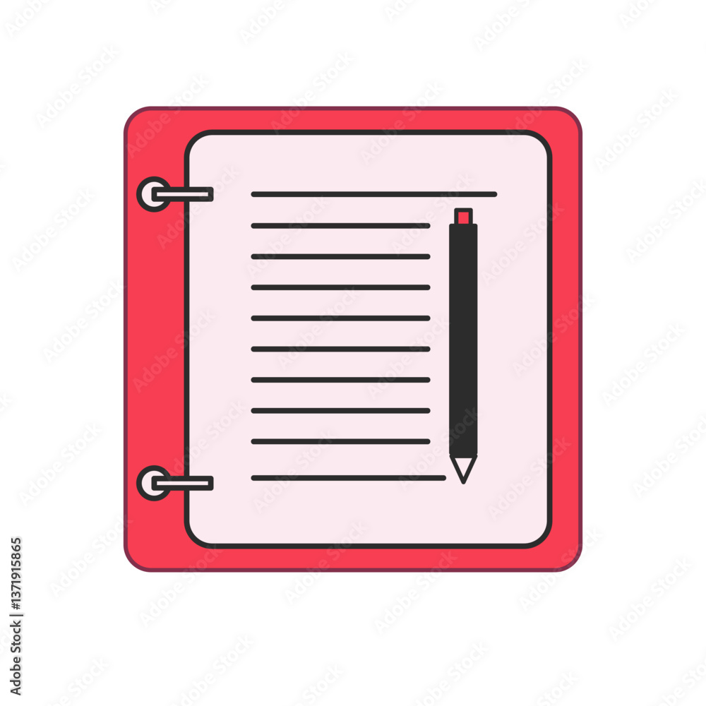 Simple brown notebook with black pencil vector. Great for business templates, study apps, or back-to-school graphics Simple brown notebook with black pencil vector. Great for business templates, study apps, or back-to-school graphics