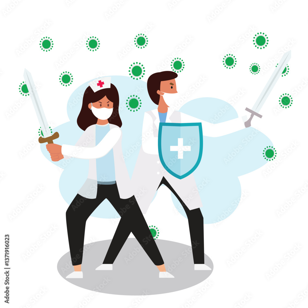 Fototapeta premium Medical Professionals Fighting a Virus