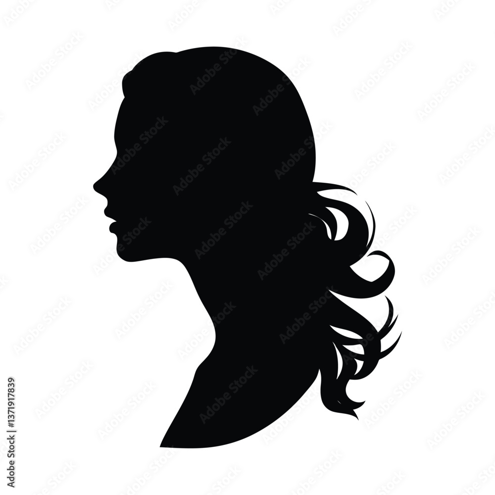 A classic woman face clipart silhouette A classic woman face clipart silhouette