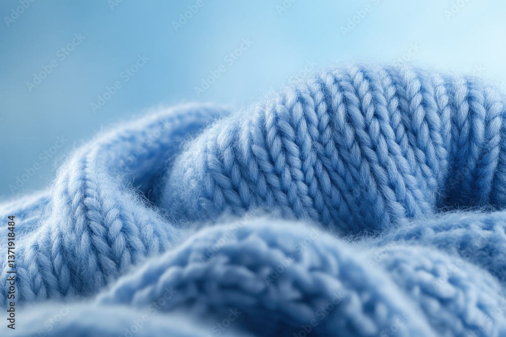 Blue woolen knit close-up Blue woolen knit close-up
