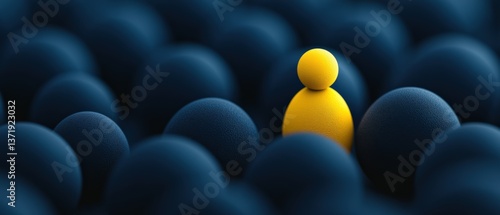 Yellow figure standing out in crowd