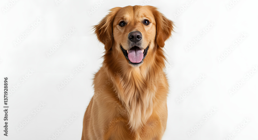Obraz premium Golden Retriever Portrait – Friendly Expression, Soft Fur, and Studio Photography