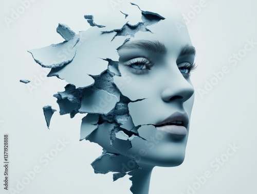 Woman's face with shattered effect