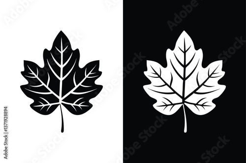 Sycamore Leaf Symbol. Modern Black & White Icon Design