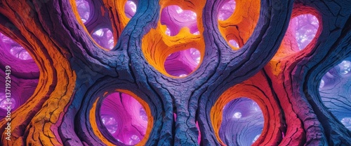 Abstract Colorful Tree Bark Texture Background