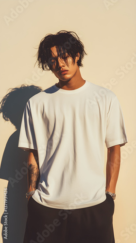 white tshirt mockup with men model