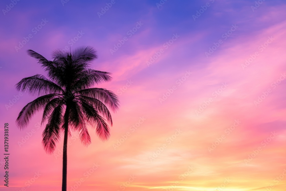 Palm tree at sunset sky Palm tree at sunset sky