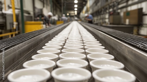 A long conveyor belt moving freshly molded ceramic items through a drying process.