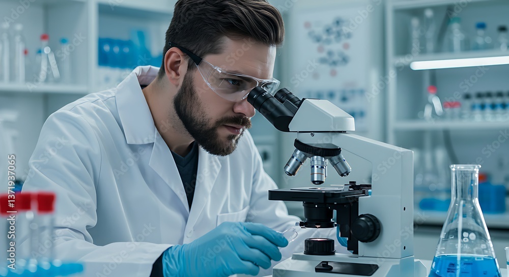 scientist looking through microscope scientist looking through microscope