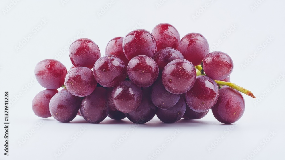 Fototapeta premium Flat lay of red grape isolated on white.