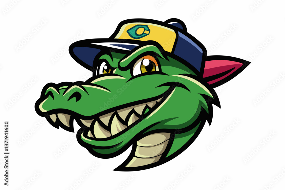 Obraz premium crocodile head with nice cap logo vector