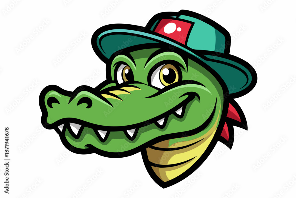 Obraz premium crocodile head with nice cap logo vector