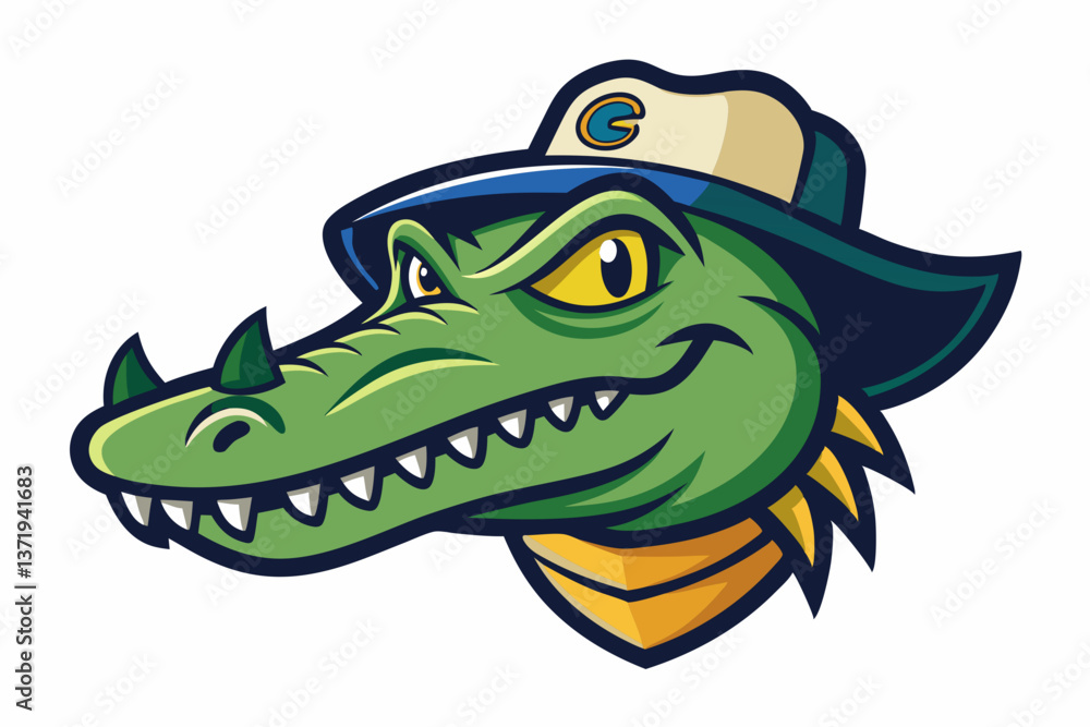 Obraz premium crocodile head with nice cap logo vector