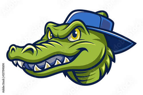 crocodile head with nice cap logo vector