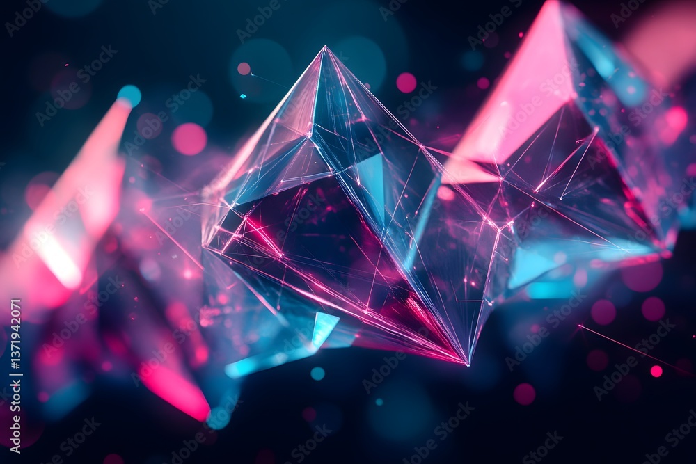 Abstract Digital AI Artwork with Glowing 3D Diamonds and Sharp Lines on a Deep Black Background Abstract Digital AI Artwork with Glowing 3D Diamonds and Sharp Lines on a Deep Black Background
