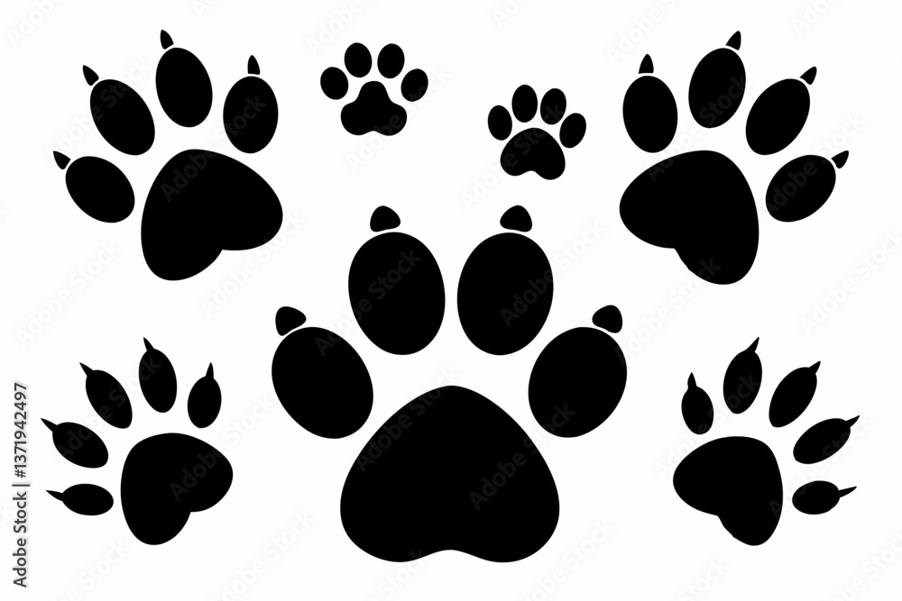 Fototapeta premium different animal paw silhouette