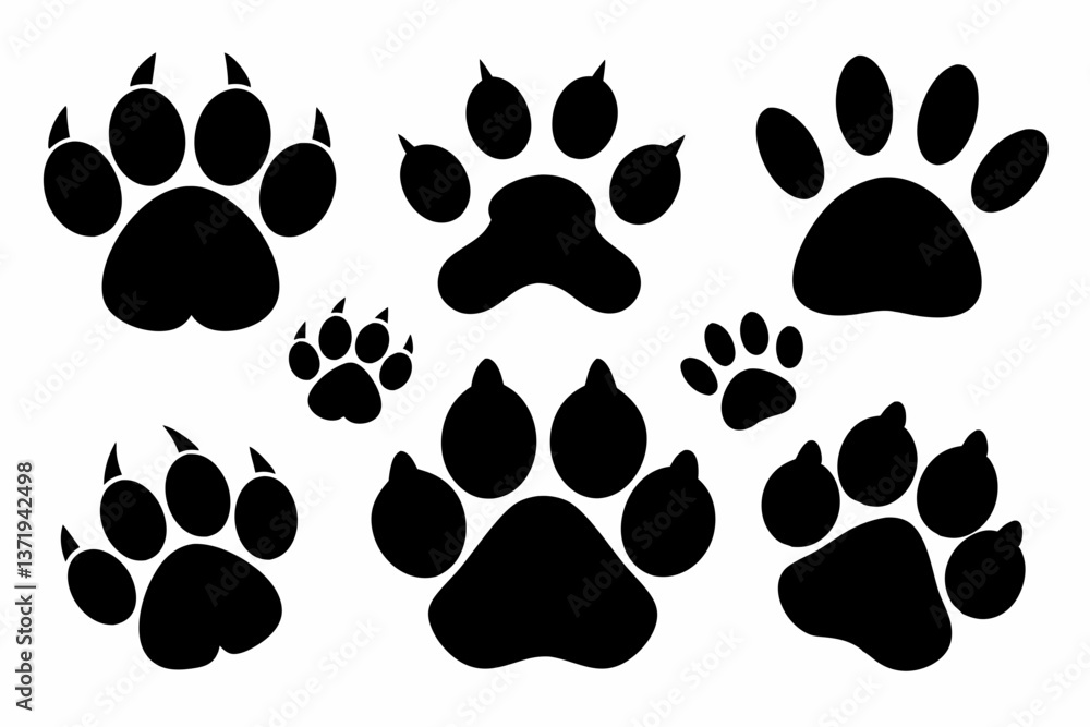 Fototapeta premium different animal paw silhouette