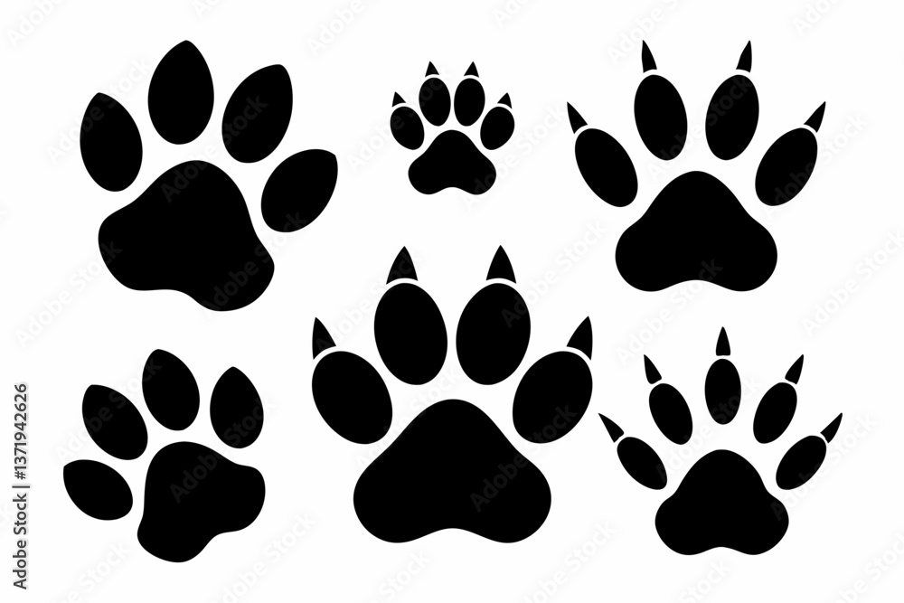 Fototapeta premium different animal paw silhouette