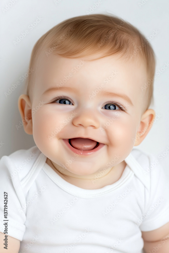 Adorable baby smiling joyfully, showcasing innocence and happiness in a charming portrait. Adorable baby smiling joyfully, showcasing innocence and happiness in a charming portrait.