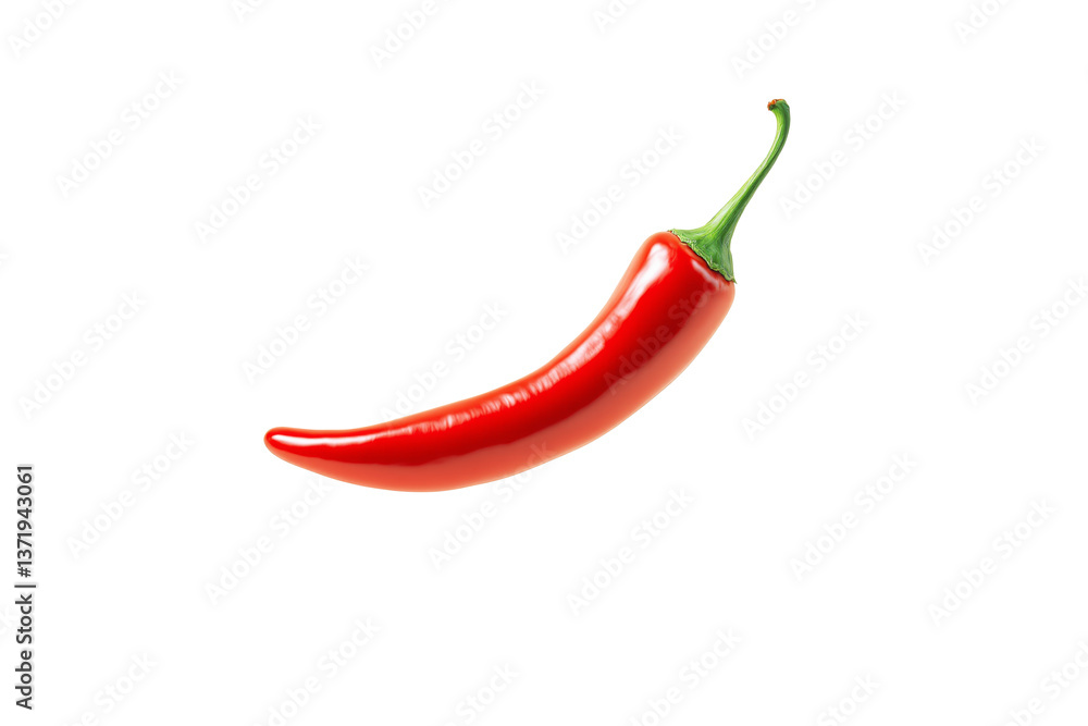 Red chili pepper isolated in closeup style on white background, clean design layout element for food template or abstract collage. Ai generative Red chili pepper isolated in closeup style on white background, clean design layout element for food template or abstract collage. Ai generative