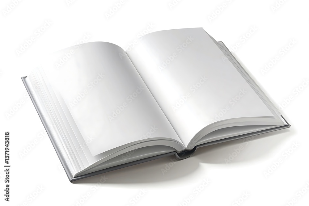 Book is open to a page with no writing on it Book is open to a page with no writing on it