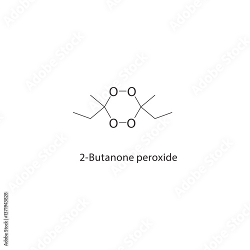 2-Butanone peroxide skeletal structure. Organic Peroxide compound schematic illustration. Simple diagram, chemical formula.