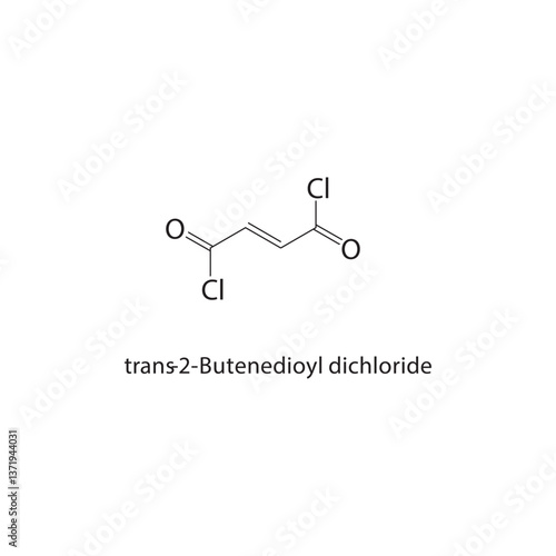 trans-2-Butenedioyl dichloride skeletal structure. Acyl Chloride compound schematic illustration. Simple diagram, chemical formula.