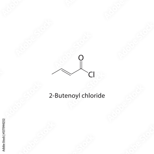 2-Butenoyl chloride skeletal structure. Acyl Chloride compound schematic illustration. Simple diagram, chemical formula.