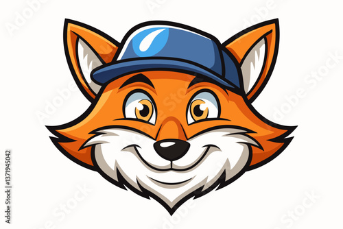 funny fox head with cap logo vector