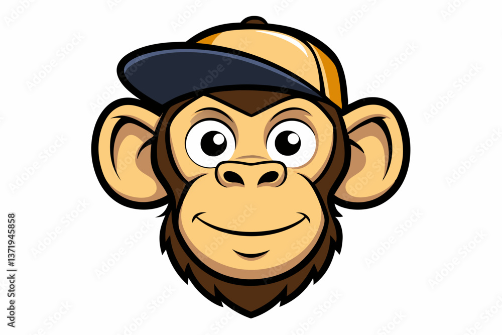 Obraz premium funny monkey head with sunglasses and cap