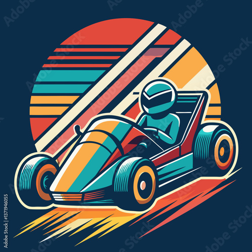 go kart racing t-shirt design vector illustration
