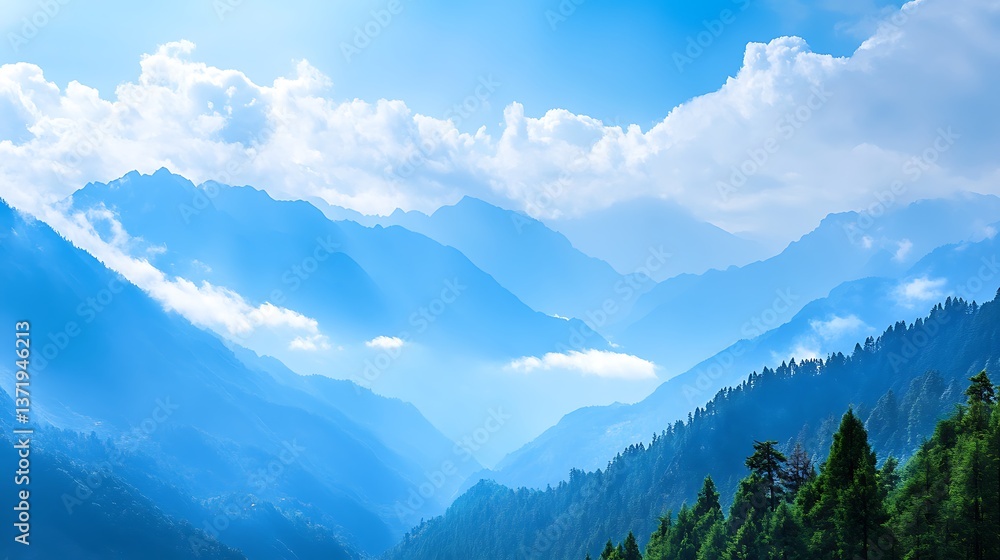 Fototapeta premium Majestic Mountain Range at Sunset, Bathed in Serene Pink and Purple Hues Across the Sky