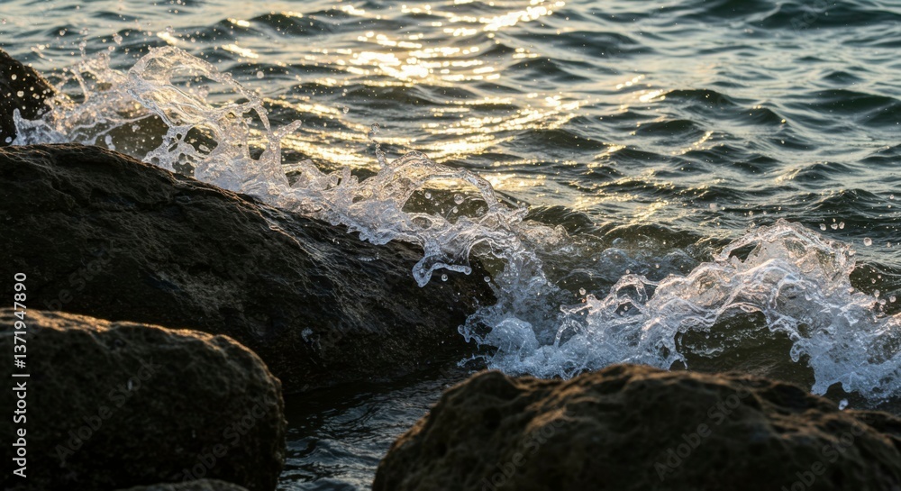 Ocean waves crashing on rocks Ocean waves crashing on rocks