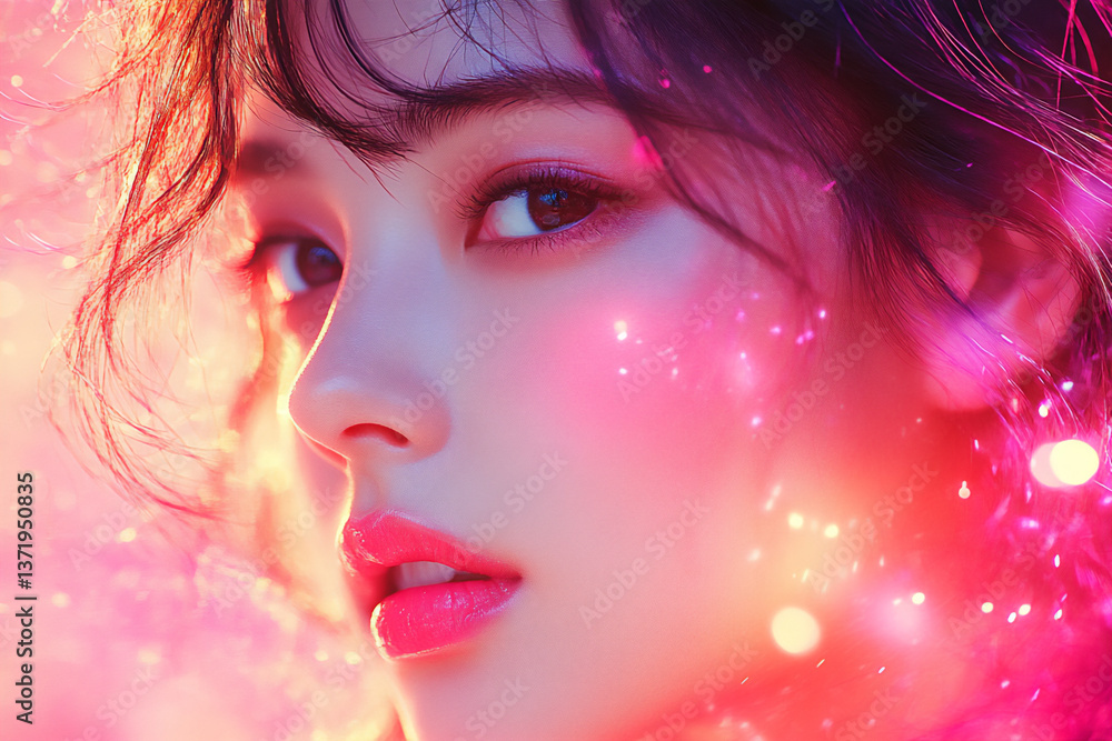 pink light effect: glowing portrait pink light effect: glowing portrait
