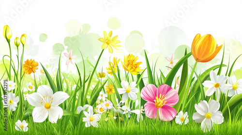 perfect grass isolated for spring border