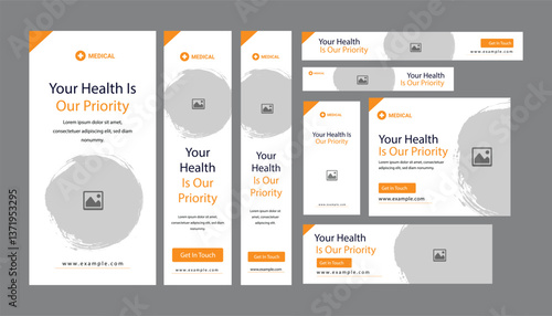 Medical healthcare service Social Media Post Template, hospital clinic promotion web banner, medical social media post, business promotion banner for doctor, medical social media post set