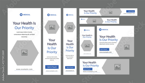 Medical healthcare service Social Media Post Template, hospital clinic promotion web banner, medical social media post, business promotion banner for doctor, medical social media post set