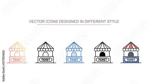 Ticket Booth icon design with white background stock illustration