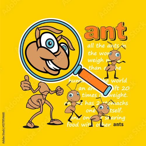 cute ant convoy with friends, isolated Flat Vector Illustration
