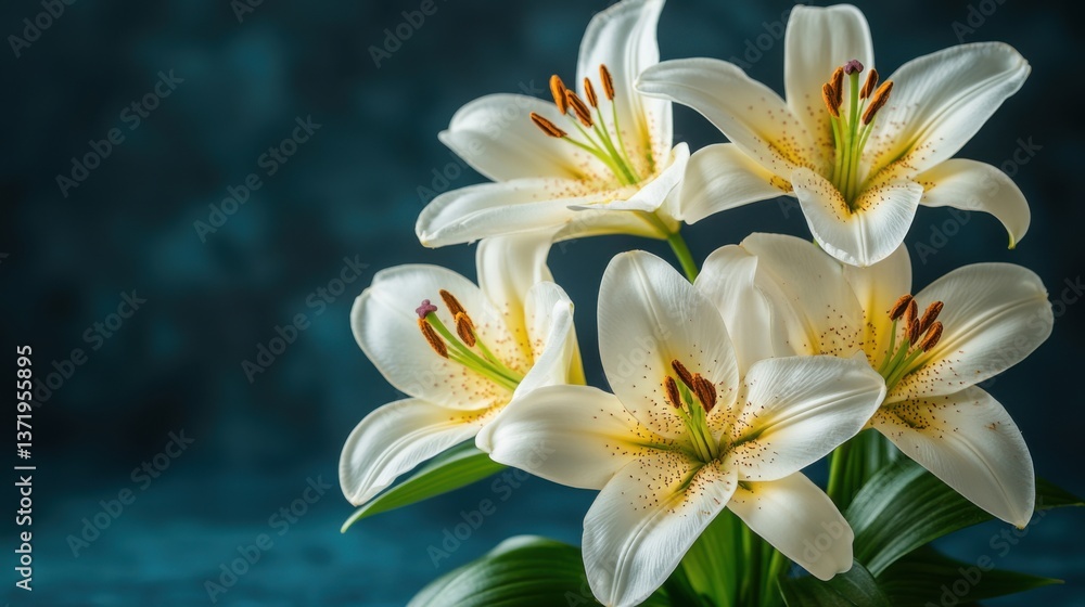 Fototapeta premium Elegant Funeral Condolence Card Featuring White Lilies