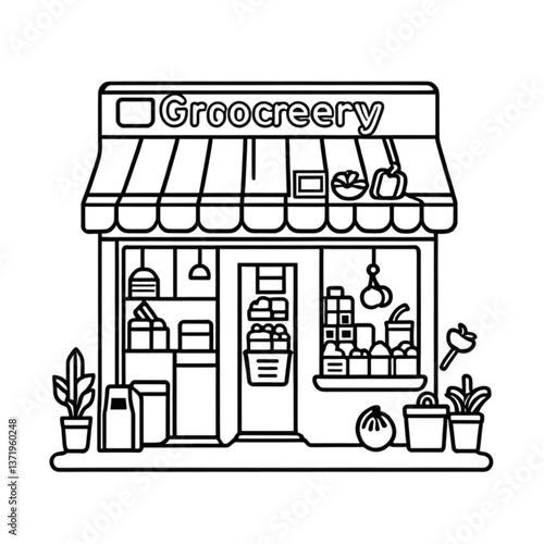 小さな食料品店の外観｜Small Grocery Store Front