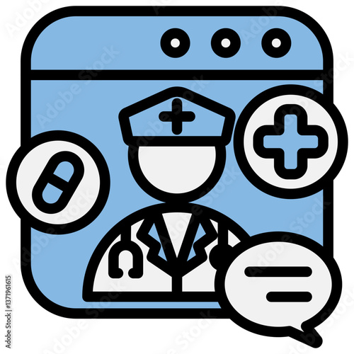 Telemedicine Blue Black Icon