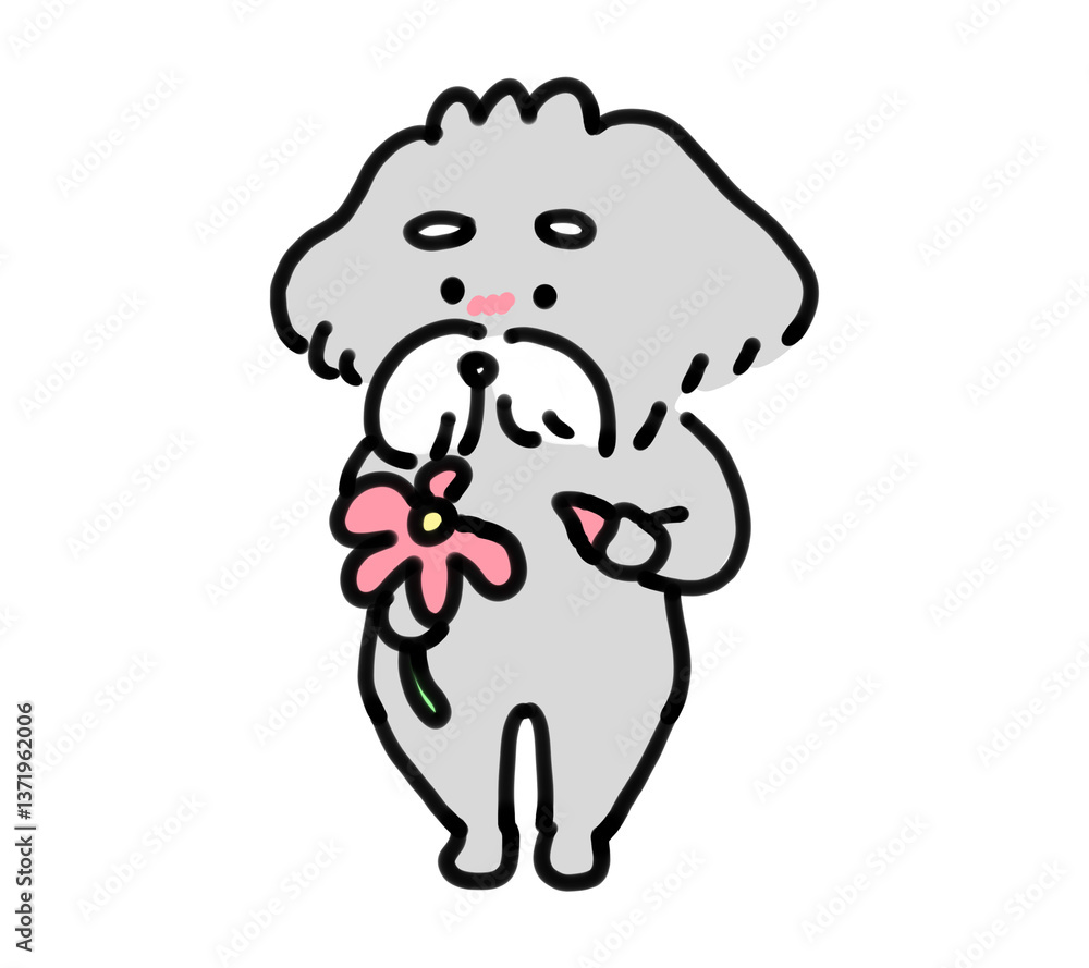 Fototapeta premium 犬と花占い