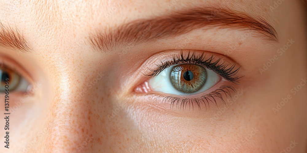 Obraz premium Close-up of a woman's green eye, highlighting natural beauty and detail.
