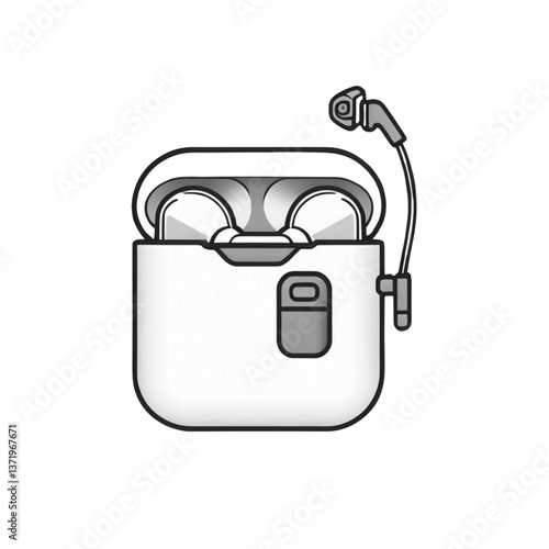 ワイヤレスイヤホンのイラスト｜Wireless Earbuds Illustration